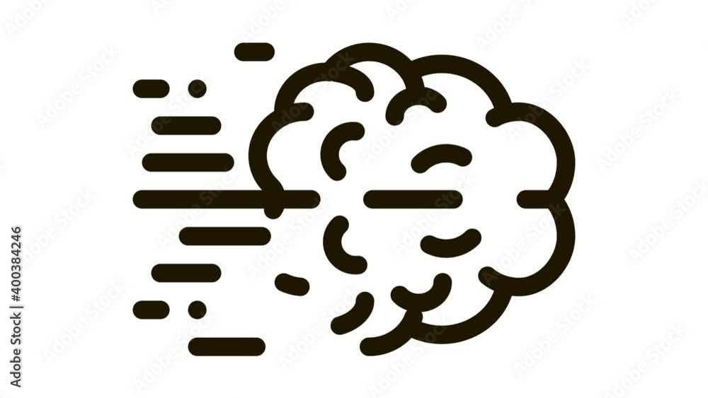 Poster fast think brain icon animation. black fast think brain animated icon on white background