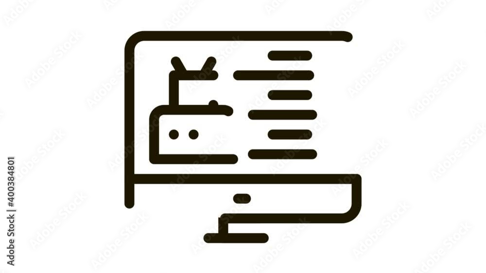 Poster robotics web site icon animation. black robotics web site animated icon on white background