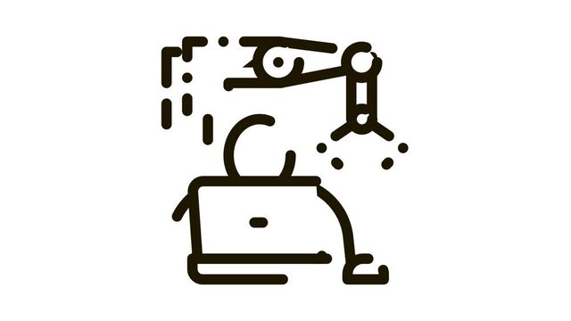 Programming Robot Icon Animation. black Programming Robot animated icon on white background