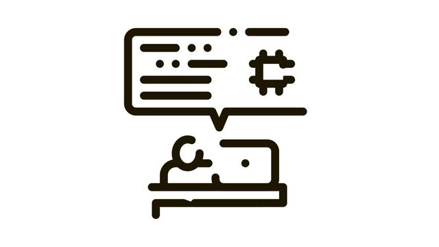 Programming Code Icon Animation. black Programming Code animated icon on white background