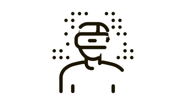 Human Vr Glasses Icon Animation. black Human Vr Glasses animated icon on white background