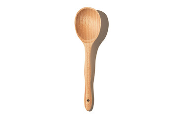 Wooden textured spoon isolated on a white background.