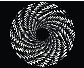  Dotted, dots, speckles abstract concentric circle. Spiral, swirl, twirl element.Circular and radial lines volute, helix.Segmented circle with rotation.Radiating arc lines.Cochlear