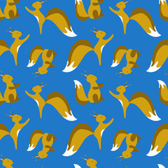 Seamless pattern with little cute squirrels. Winter background design for Christmas, new year, festive products. Best for wrapping paper, fabric, wall paper, childrens room or clothing