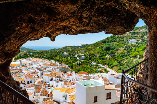 Panoramic view of the old picturesque town of Ojen in Andalusia, Spain