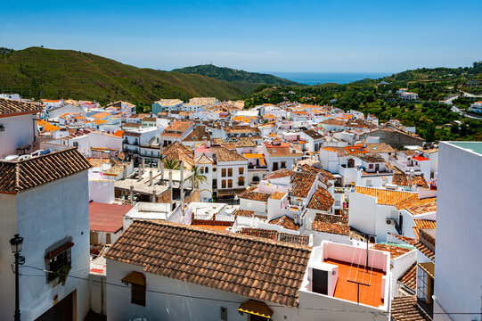 Panoramic view of the old picturesque town of Ojen in Andalusia, Spain