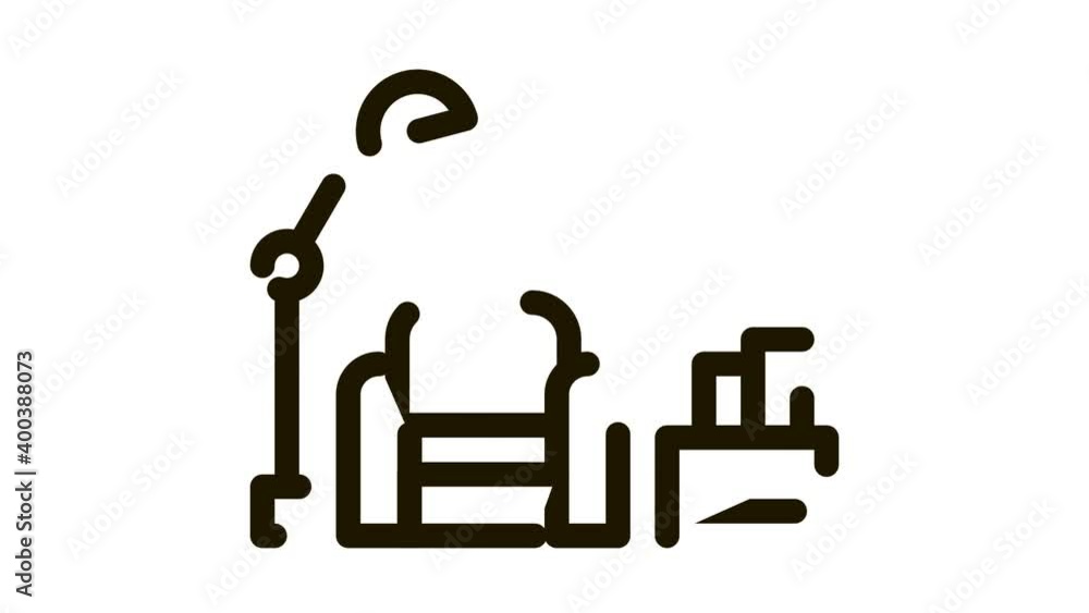 Poster reading place with lamp icon animation. black reading place with lamp animated icon on white backgro