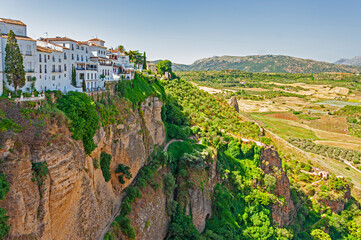 Fototapeta na wymiar View of the country side of Spanish town of Ronda in Andalusia