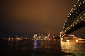 Sydney Opera House and Sydney Harbour Bridge at Night