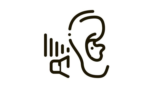 Bad Hearing Icon Animation. black Bad Hearing animated icon on white background