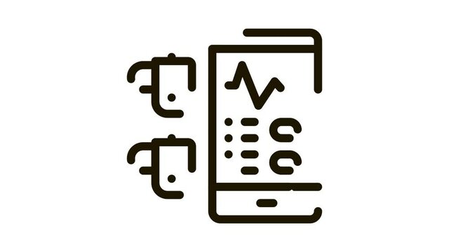 Monitoring Device Hearing Icon Animation. black Monitoring Device Hearing animated icon on white background
