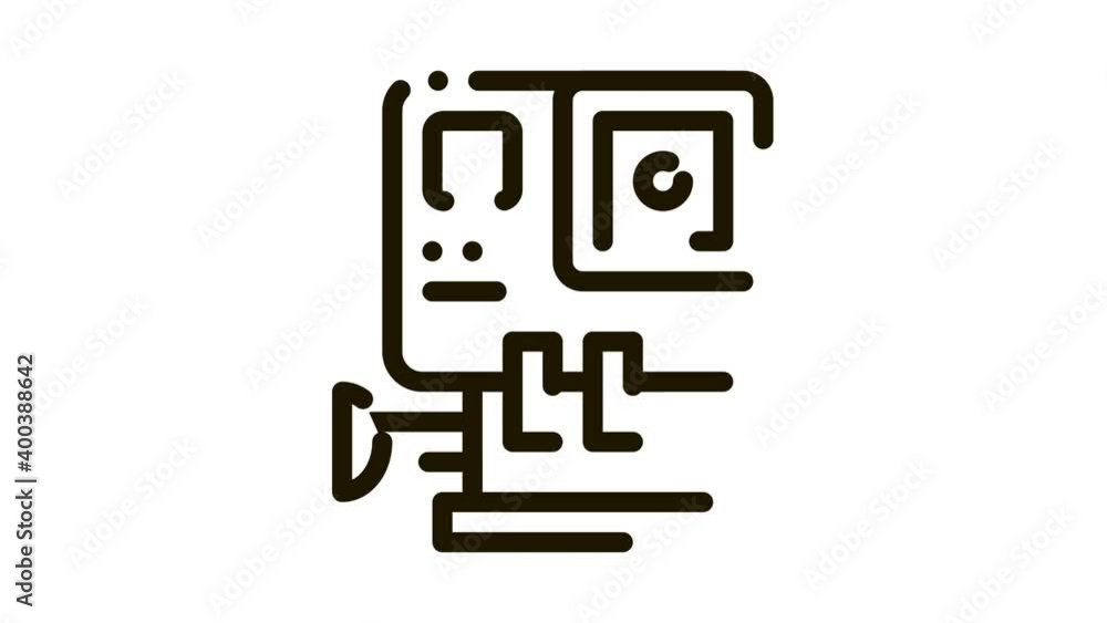 Poster action camera icon animation. black action camera animated icon on white background