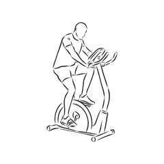 Sports equipment for gym,. Professional simulator for practicing at home or in gym. Development physical strength and endurance. sports simulator vector sketch illustration