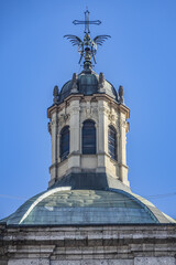 Basilica of San Lorenzo Maggiore (Saint Lawrence) in Milan, Italy. Basilica of San Lorenzo Maggiore originally built in Roman times and subsequently rebuilt several times.