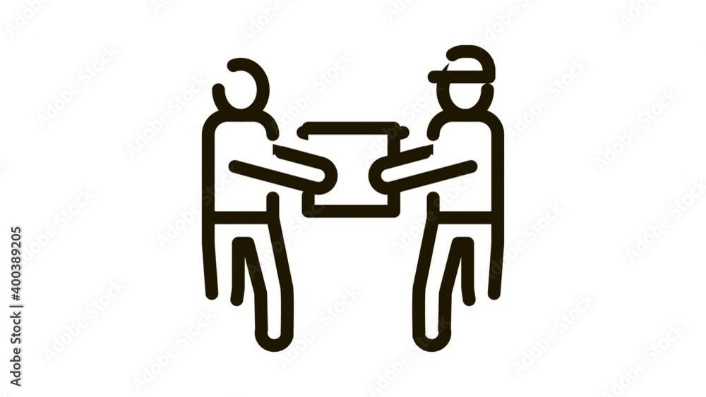 Poster transfer and issue of parcel icon animation. black transfer and issue of parcel animated icon on whi