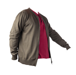 men's bomber jacket and  shirt isolated on white background. fashionable casual wear