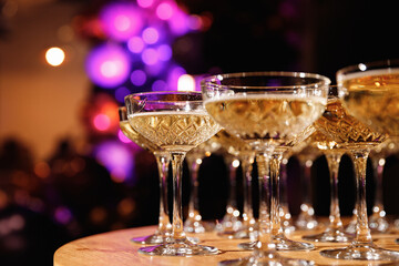 Glasses with champagne at an event, celebration, party