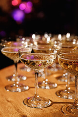Glasses with champagne at an event, celebration, party
