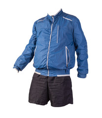 mens  jacket and sports shorts isolated on white background. fashionable casual wear