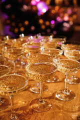 Glasses with champagne at an event, celebration, party