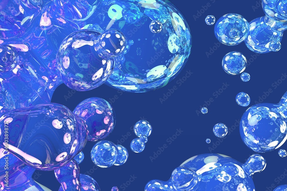 Poster soap glossy slime of liquid abstract gradient texture or background 3d illustration - soft focus bac