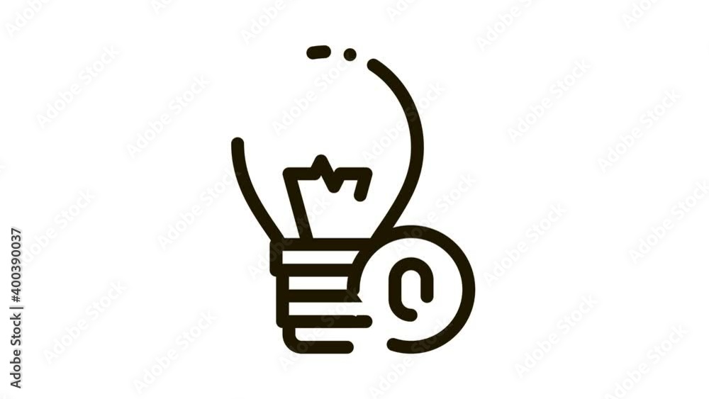 Poster lightbulb lamp icon animation. black lightbulb lamp animated icon on white background
