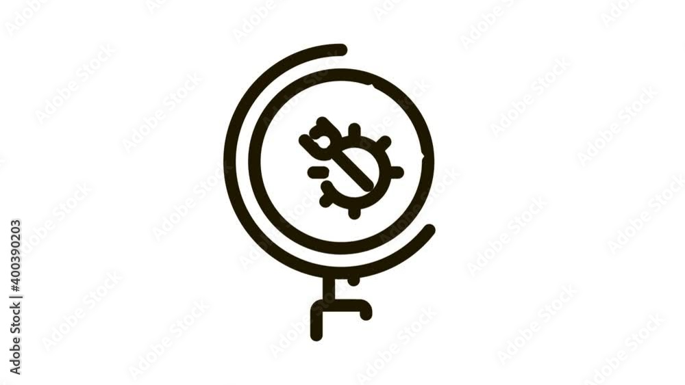 Aufkleber bug magnifier icon animation. black bug magnifier animated icon on white background