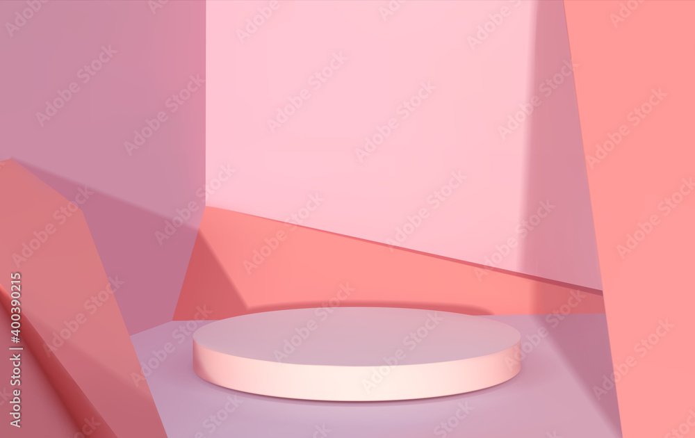 Poster abstract podium. realistic 3d round platform. empty pedestal for product advertising. stage with sha