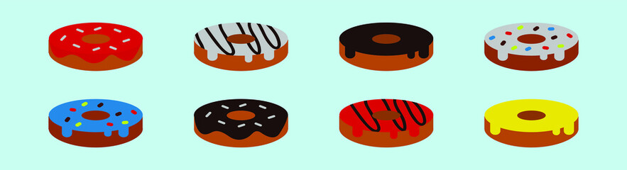 set of donuts cartoon icon design template with various models. vector illustration isolated on blue background