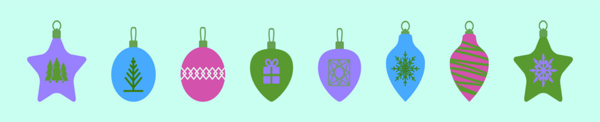 Obraz premium set of christmas baubles cartoon icon design template with various models. vector illustration isolated on blue background