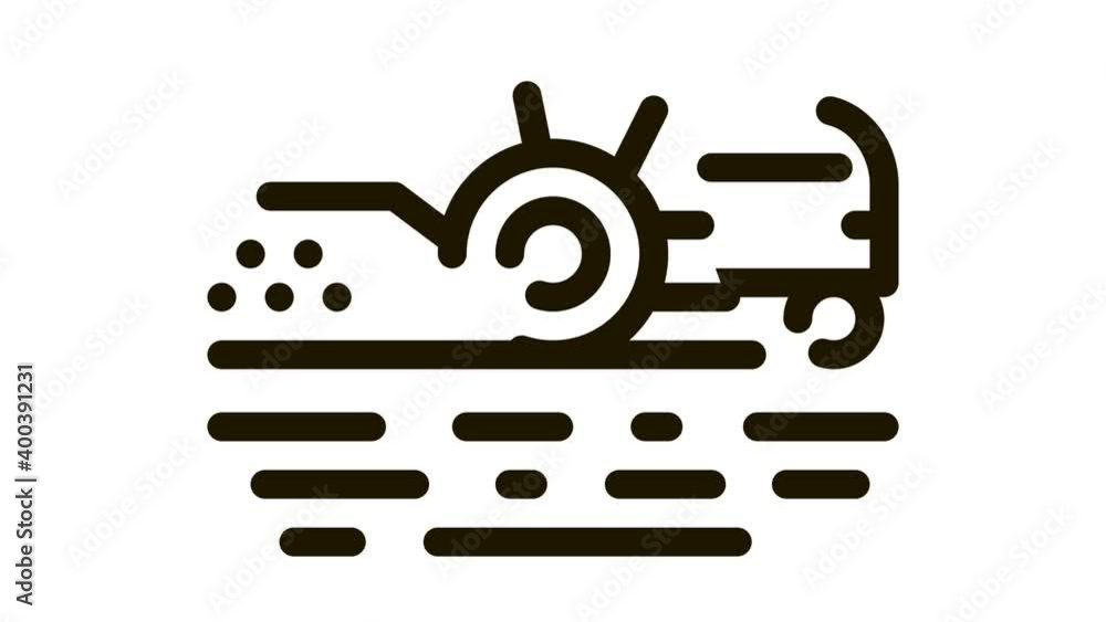 Poster tractor on field icon animation. black tractor on field animated icon on white background