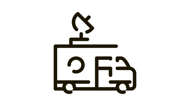 Reporter Truck Icon Animation. black Reporter Truck animated icon on white background