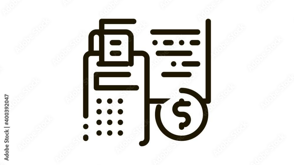 Poster calculator coin icon animation. black calculator coin animated icon on white background