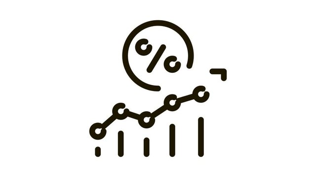 Grow Percent Icon Animation. black Grow Percent animated icon on white background