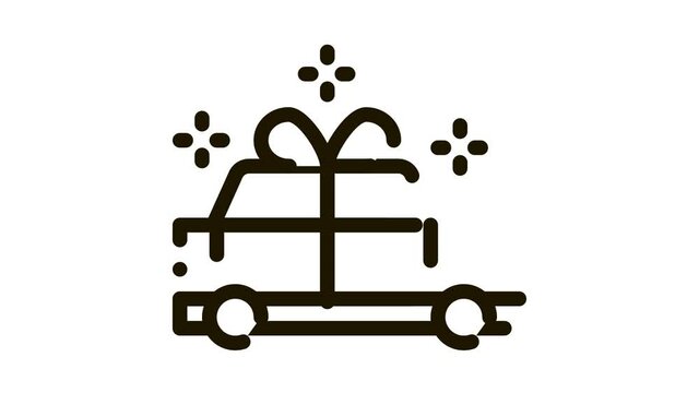 Car Present Gift Icon Animation. black Car Present Gift animated icon on white background
