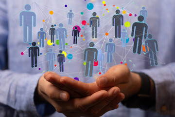 Business people silhouettes network team