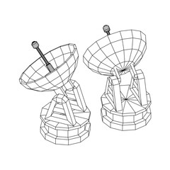 Radar. Directional radio antenna with satellite dish