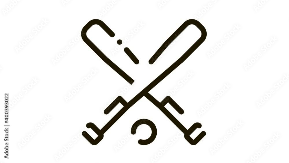 Poster crossed bits ball icon animation. black crossed bits ball animated icon on white background
