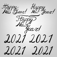 new year black ink lettering set