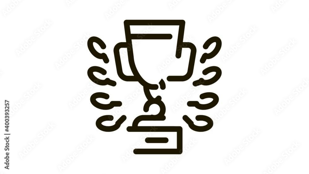 Poster Champion Cup Icon Animation. black Champion Cup animated icon on white background