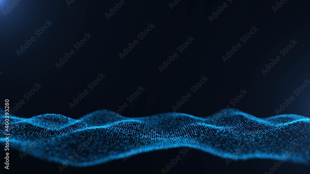 Poster beautiful abstract wave technology background. connection structure. big data visualization and busi