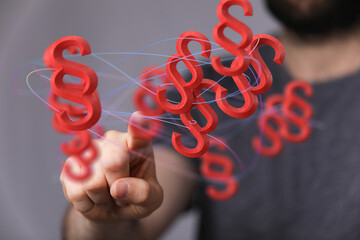 Law paragraph digital hologram background 3D rendering