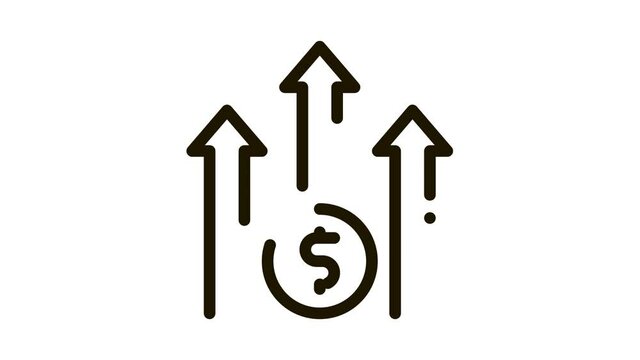 Grow Arrow Dollar Icon Animation. black Grow Arrow Dollar animated icon on white background