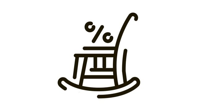 Rocking Chair Icon Animation. black Rocking Chair animated icon on white background