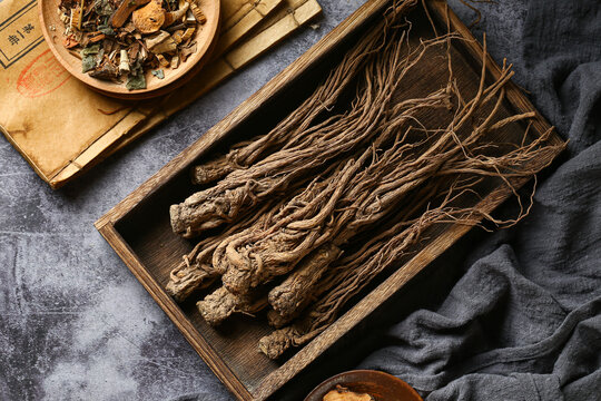 Chinese medicine Angelica sinensis in wooden box
