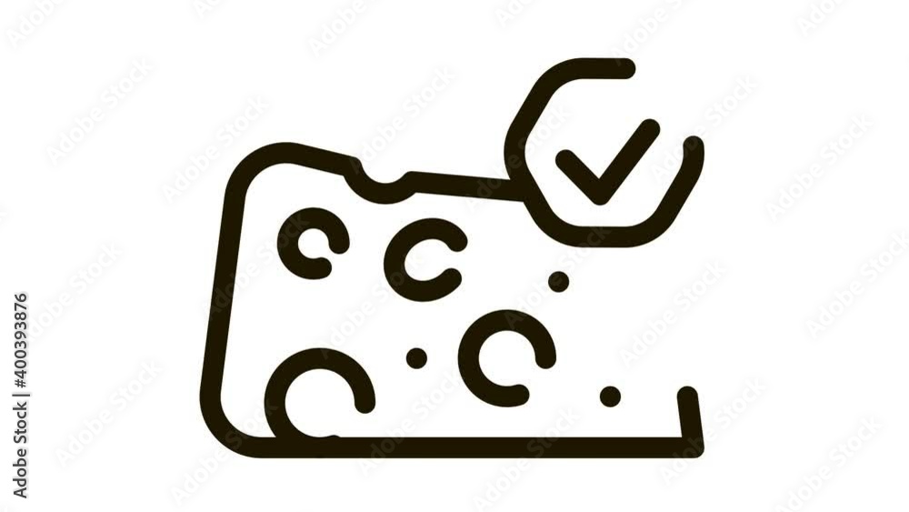 Poster Cheese Piece Icon Animation. black Cheese Piece animated icon on white background