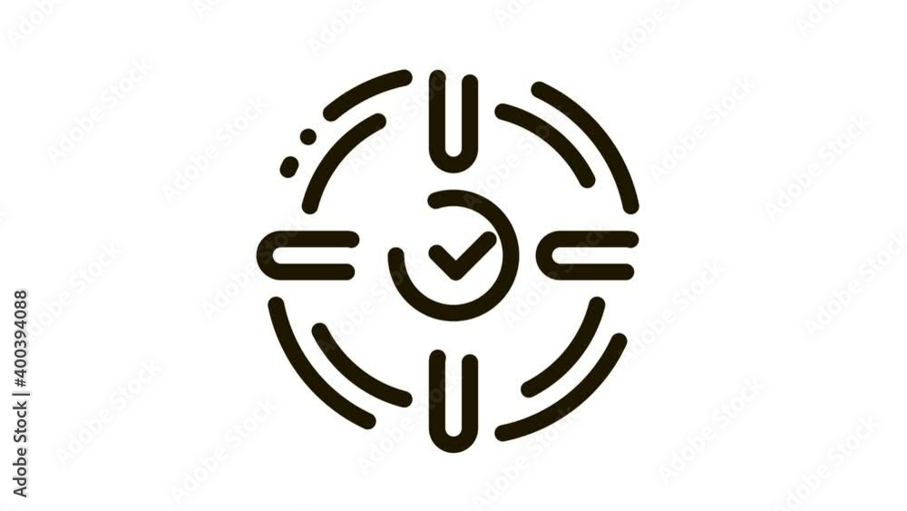 Poster target check mark icon animation. black target check mark animated icon on white background