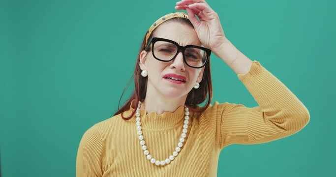 Tired woman yawning.