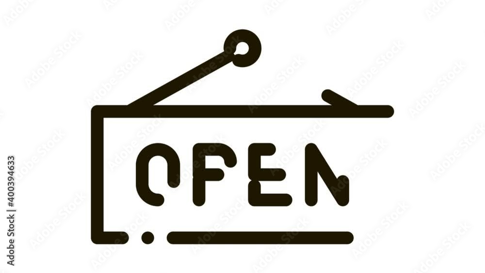 Poster open nameplate icon animation. black open nameplate animated icon on white background