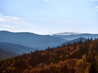 Scenic mountain landscape  in the autumn season. Carpathian, Ukraine.